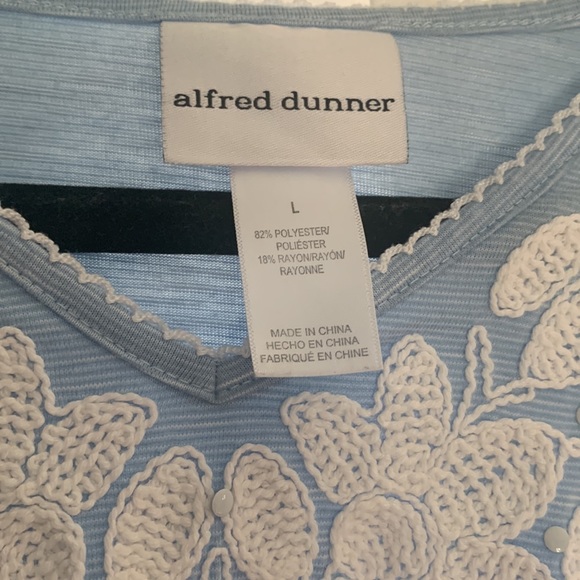 Alfred Dunner Tops - Alfred Dunner Blue Shirt with Crochet Accent